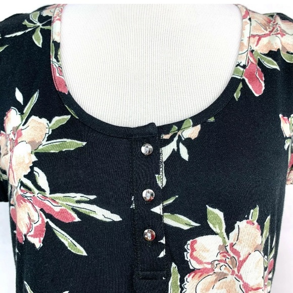 2/$60Chaps NW Blue Cream Floral Jersey Midi Dress - Picture 6 of 10